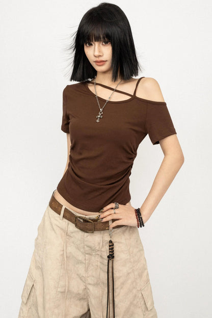 Black Off-Shoulder Slim Top