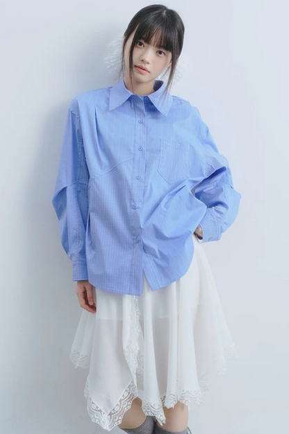 Top asimmetrico Sognatore Blu