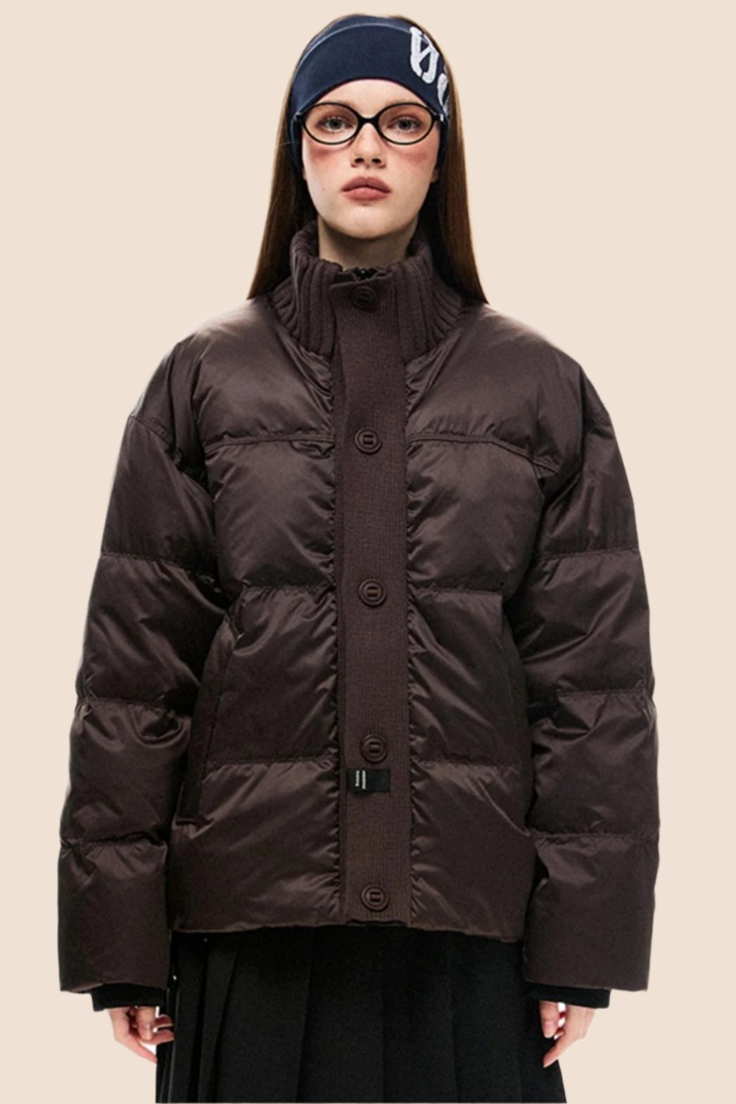 Contrast Stitching Padded Down Jacket