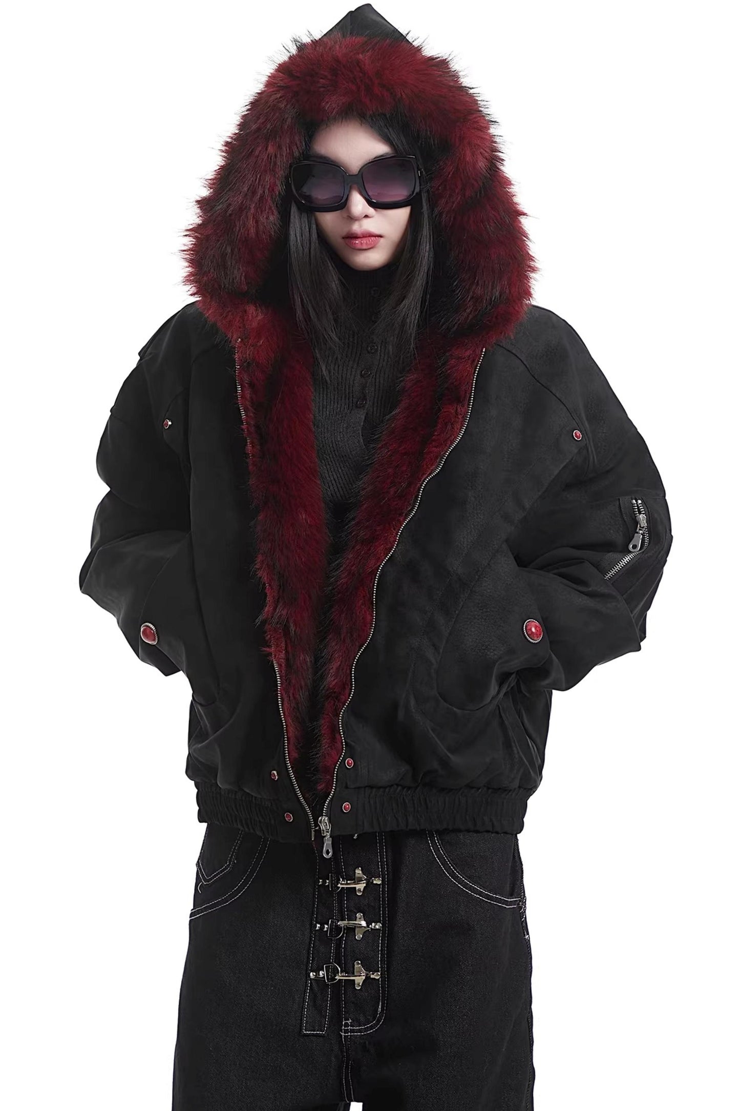 Retro Fur Collar Hooded Cotton Jacket