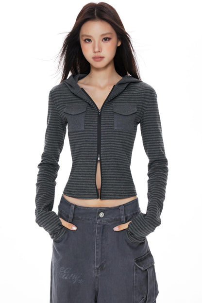 Slim Fit Cropped Hoodie Top