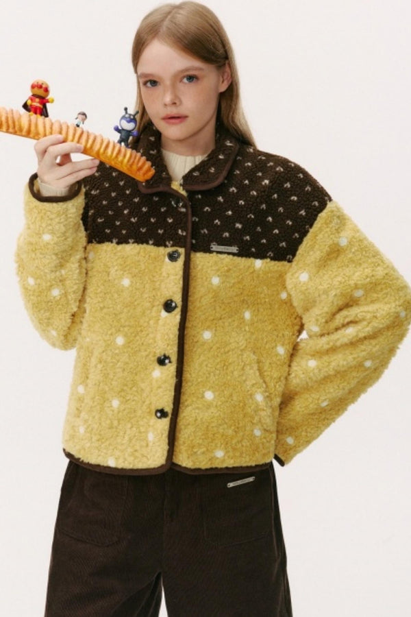 Lambswool Polka Dot Patchwork Jacket