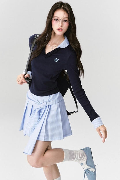 Fragile Love Letter Pleated Skirt Set-Up