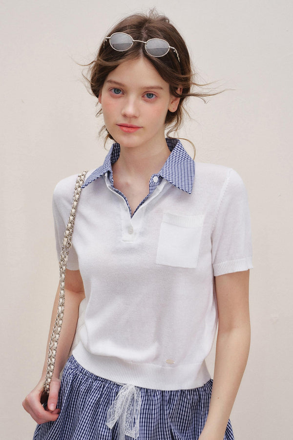 Checkered Knit Top Shorts Set-Up