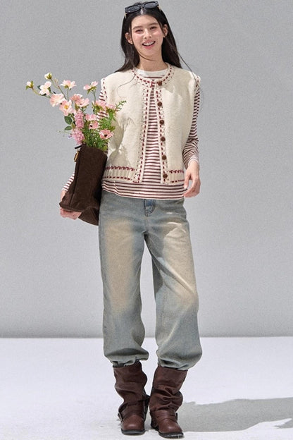 Retro Washed Straight Jeans