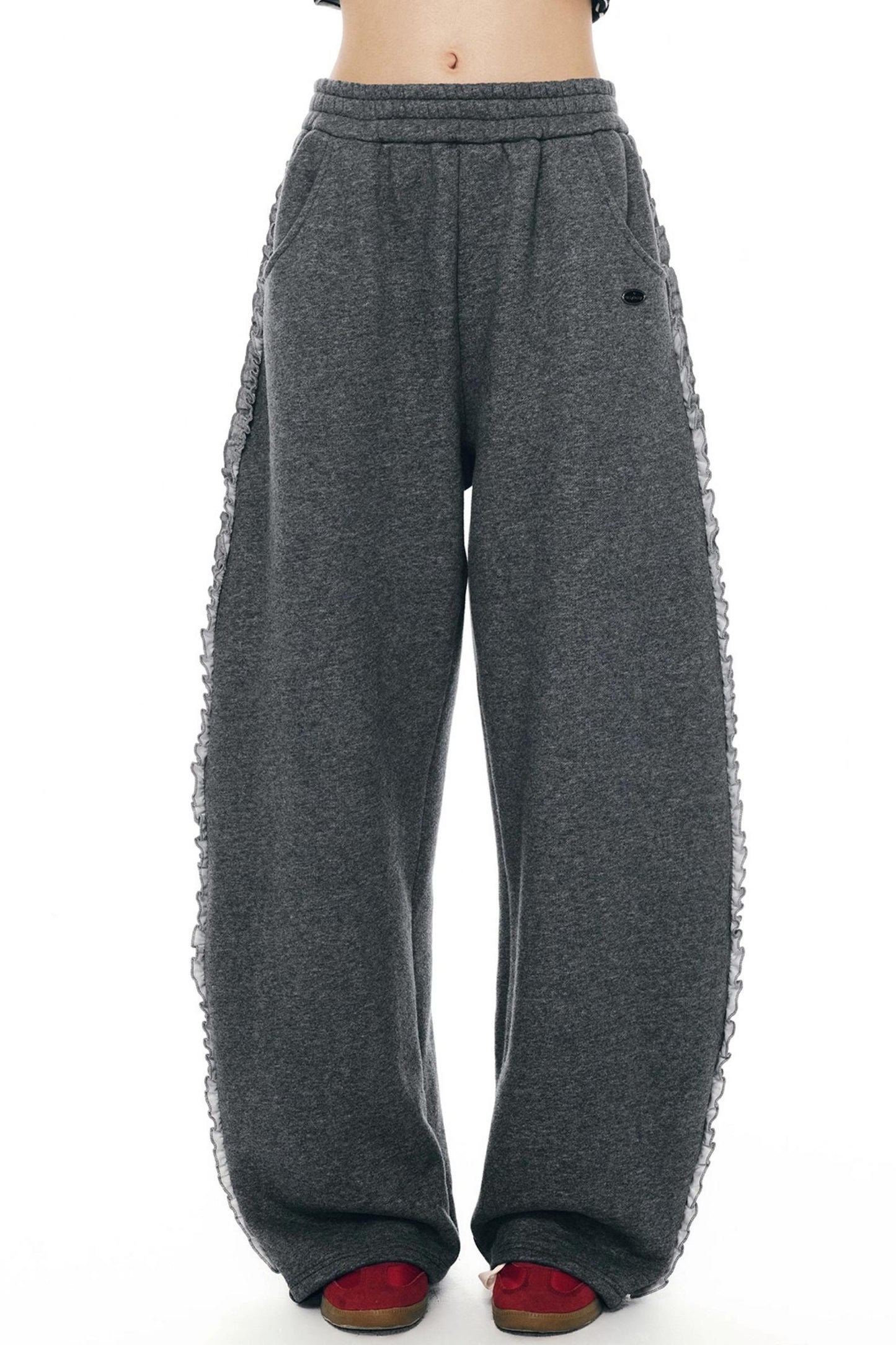 Gray Lace-Up Sweatpants