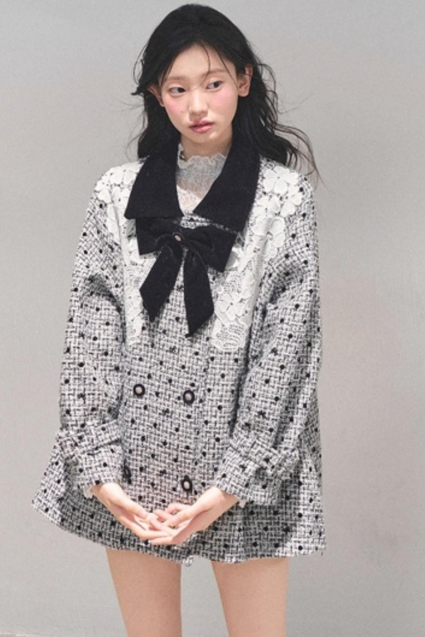 Lace Plaid Winter Coat