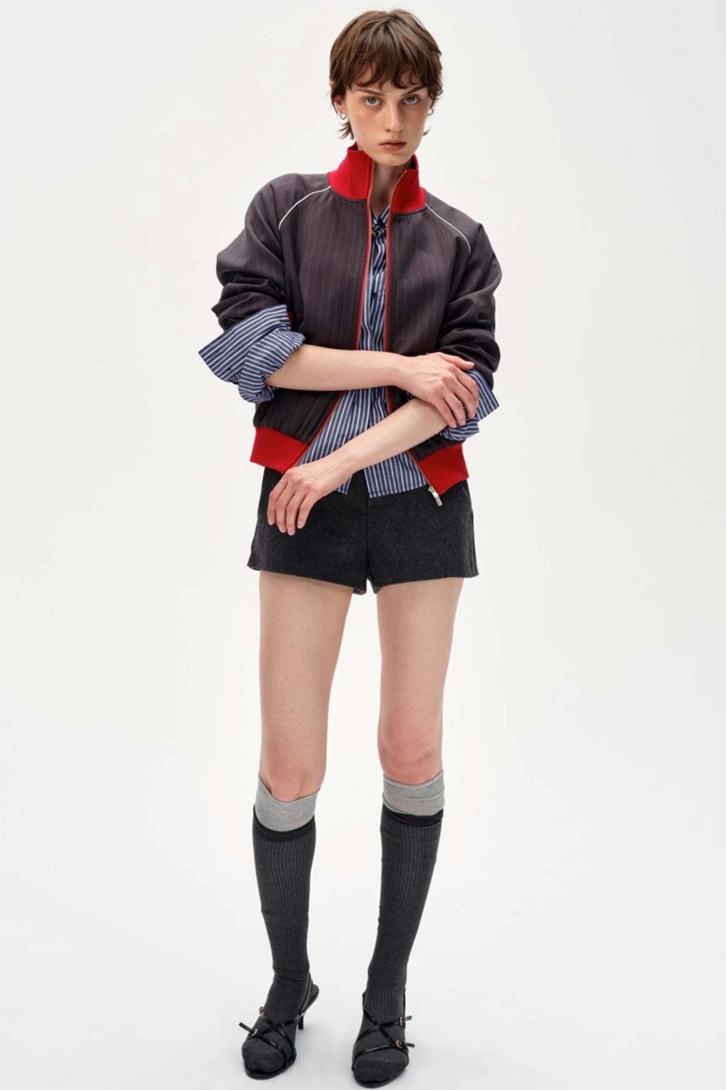 Retro Double Zipper Slim Jacket