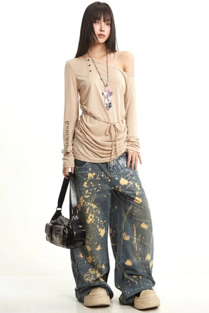 Retro Splatter Denim Pants