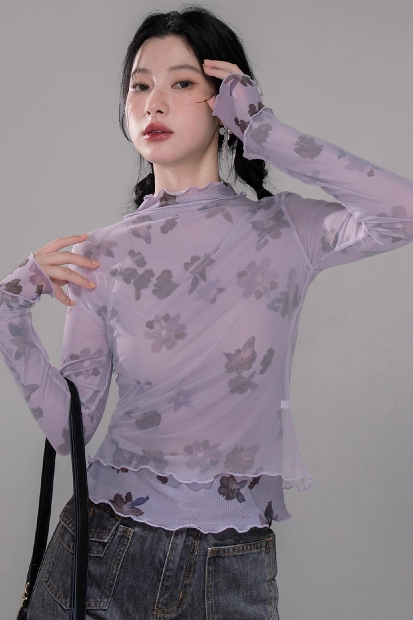 Purple Mesh Base Layer Top Set