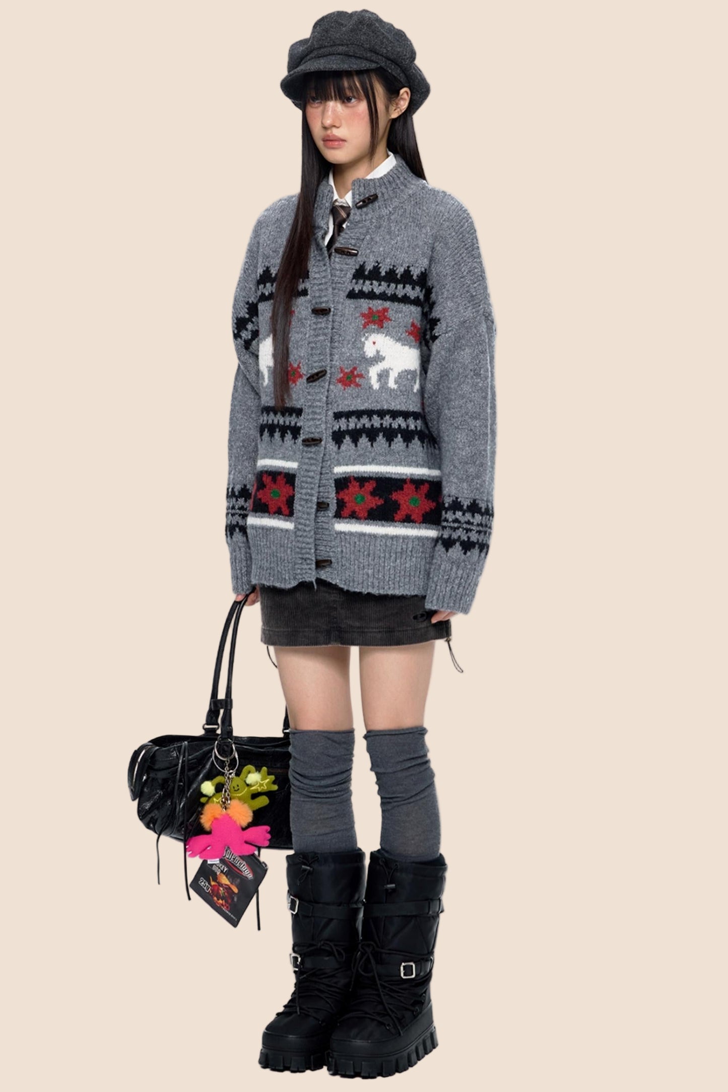 Knitted Horn Button Cardigan