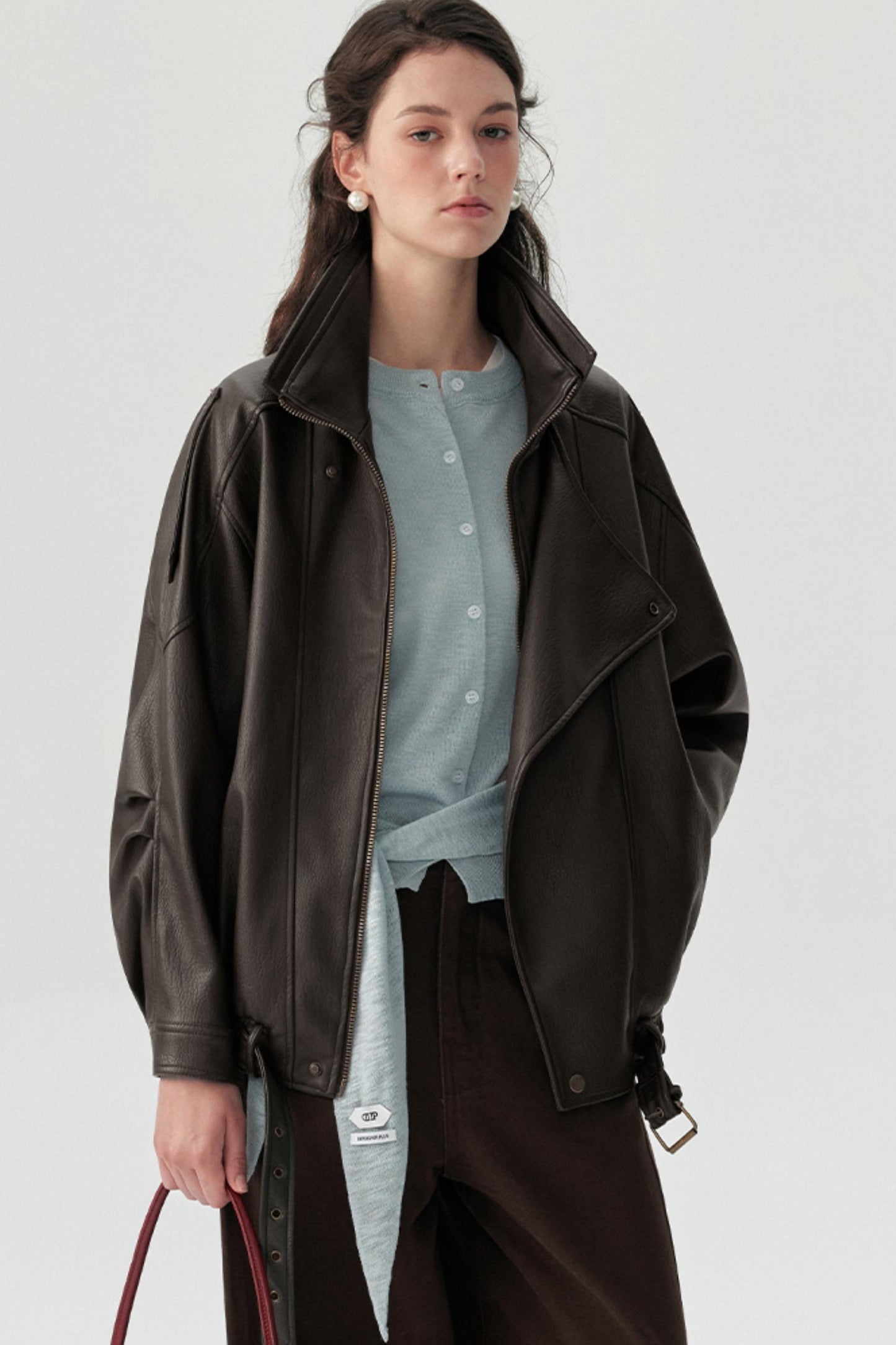 Lychee Pattern PU Leather Jacket