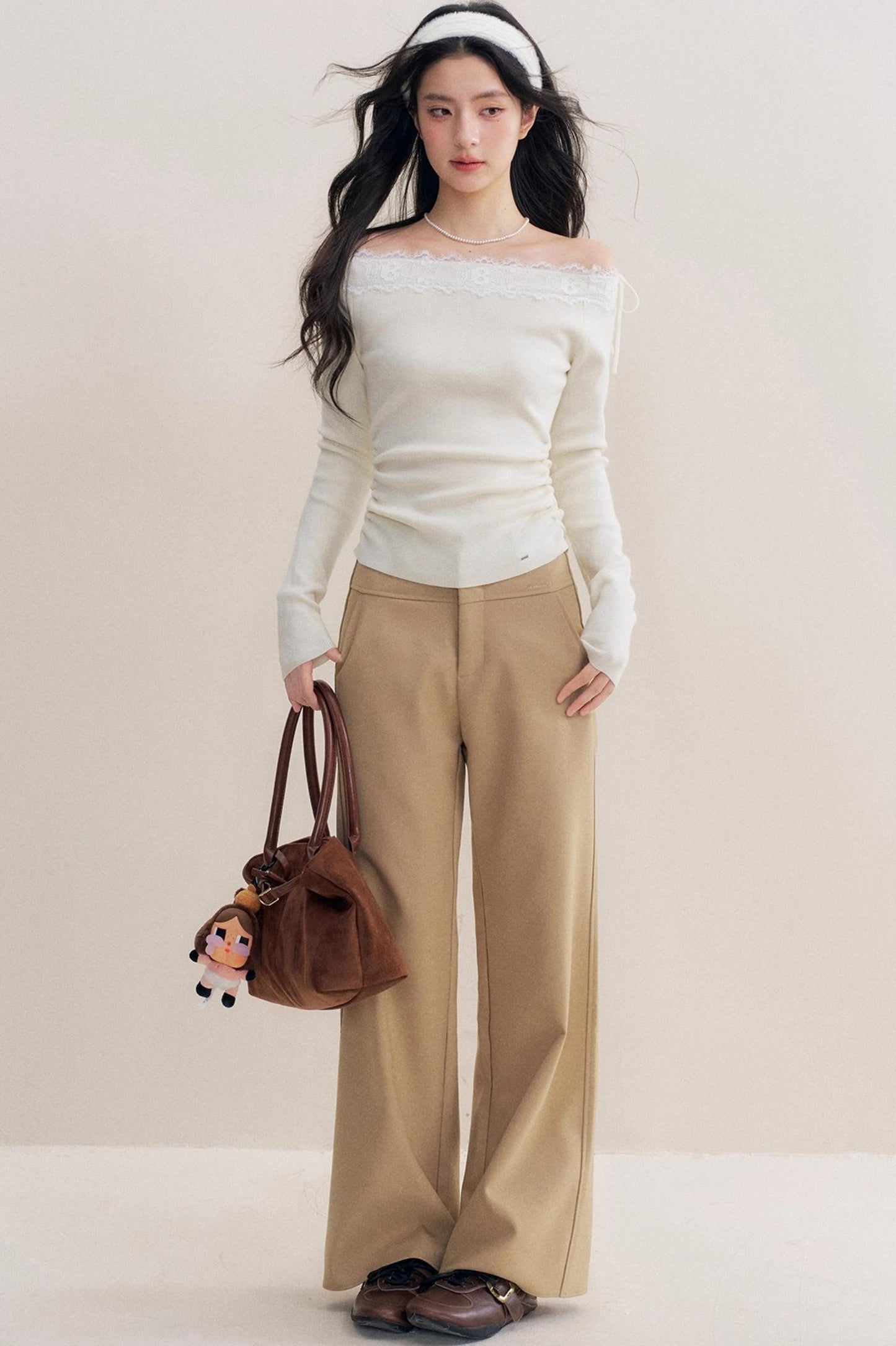 Lace Paneled Long Knit Top