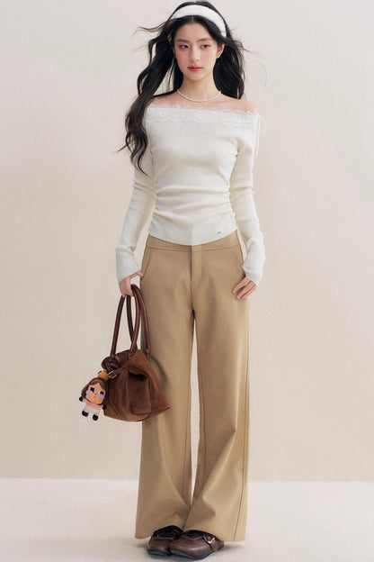 Lace Paneled Long Knit Top