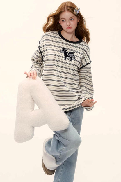 Striped Color-Blocked Crew Sweater