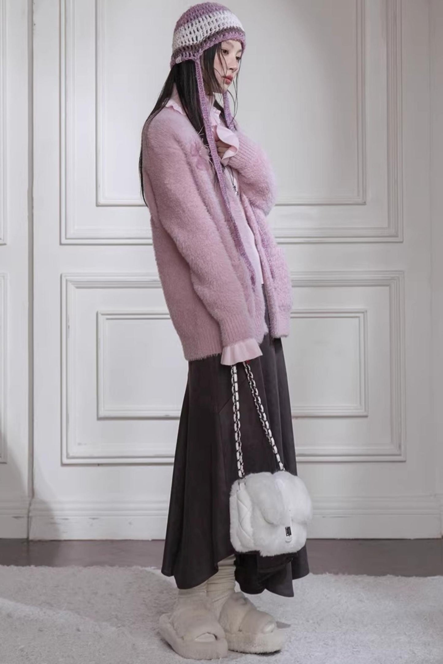 Pink Feather Flower Cardigan