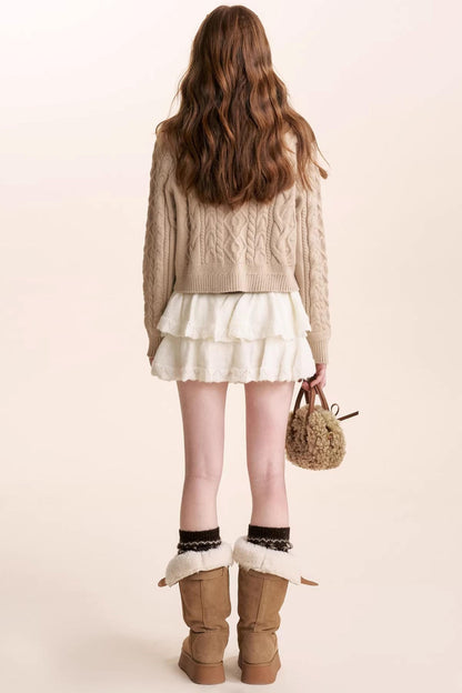 Winter Bow Knit Cardigan