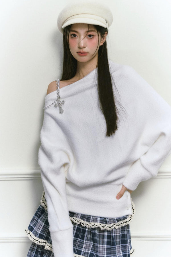 White Foaminck Slouch Sweater