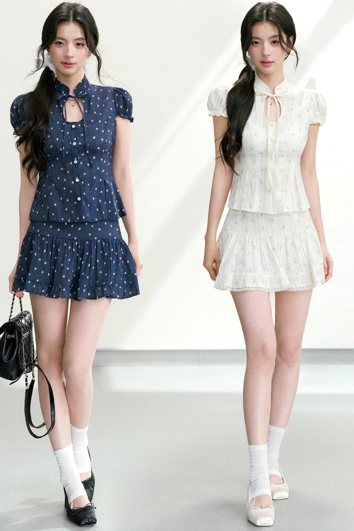 Floral Puff Sleeve Blouse Set-Up