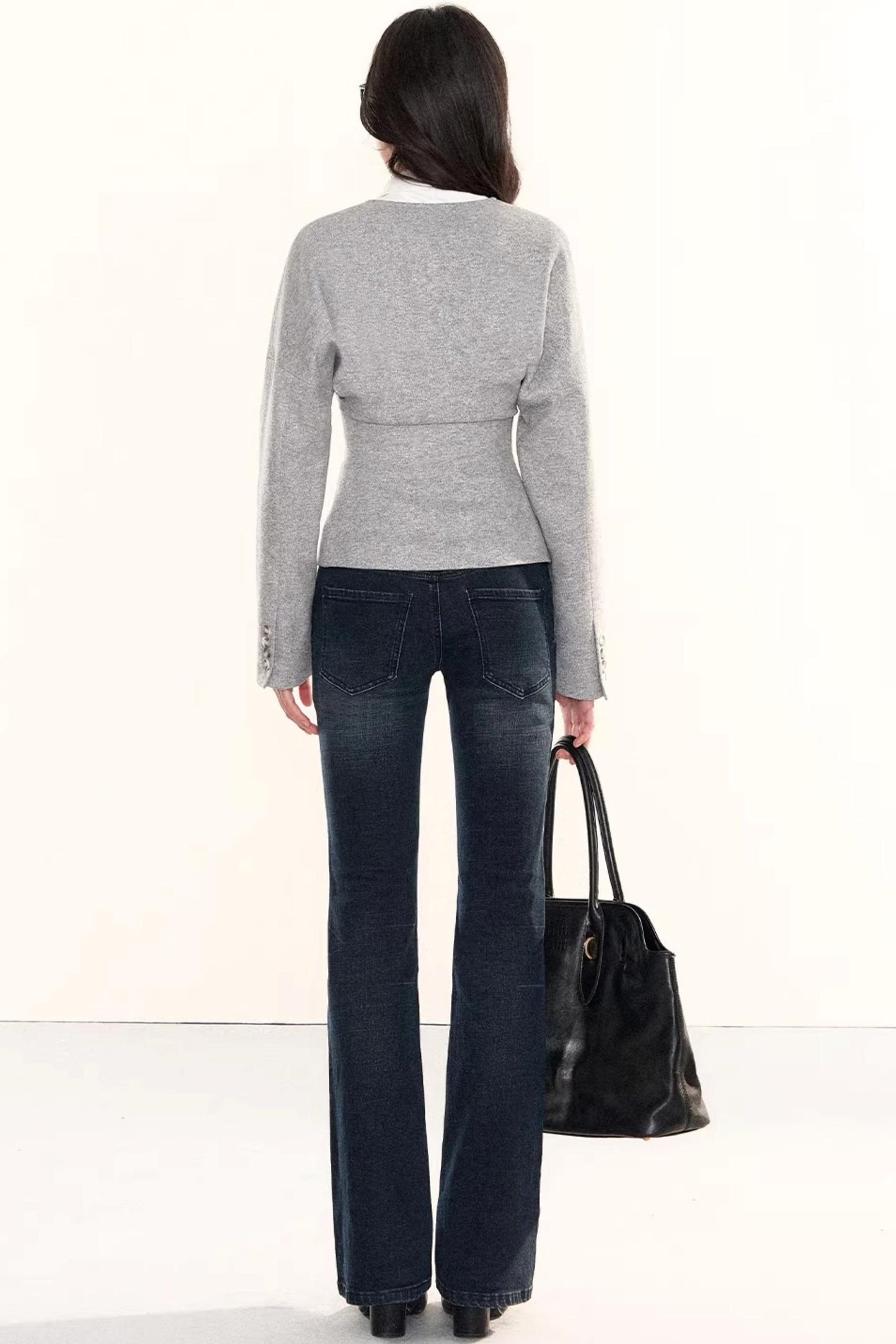 Gray Deconstructed Wool Cardigan