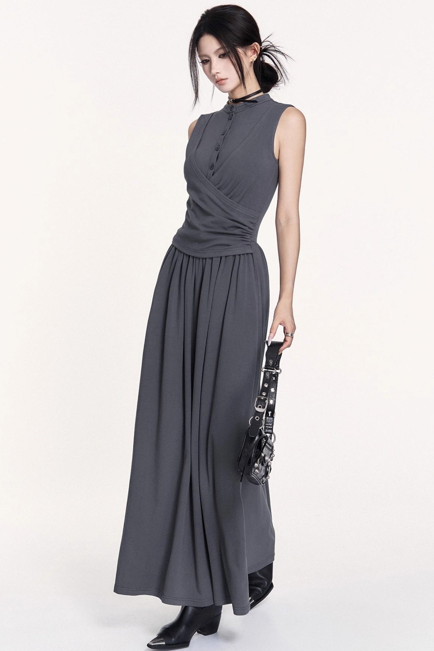 Light Silhouette Stretch Knit Vest Dress