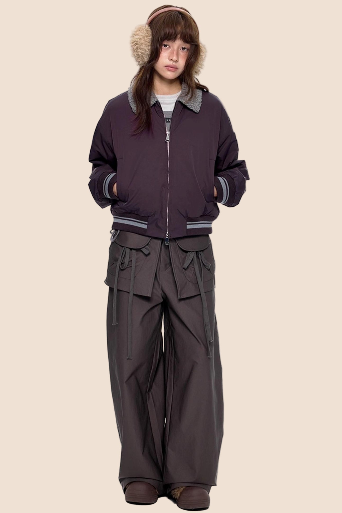 Vintage Woolen Lapel Padded Jacket