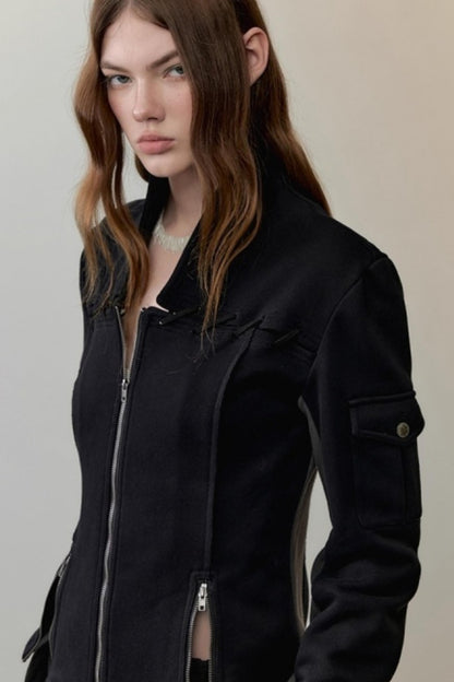 Two-Tone Velvet Suede Sweatshirt