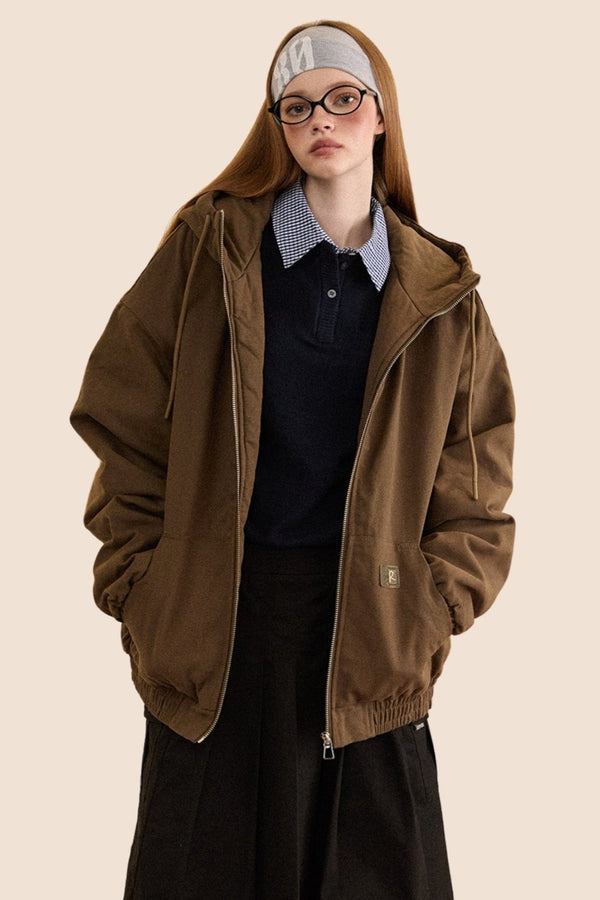 Amerikanische Vintage Kapuzen-Dick gefütterte Cargo-Jacke 