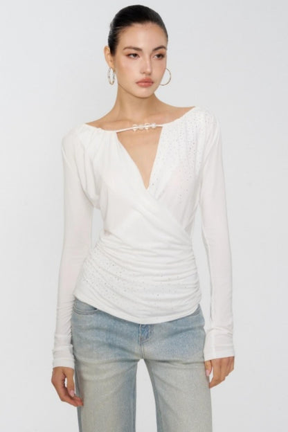 Cross Swing Collar Slim Diamond Top