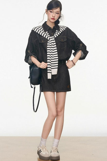 Volume Shoulder Long Shirt Set-Up