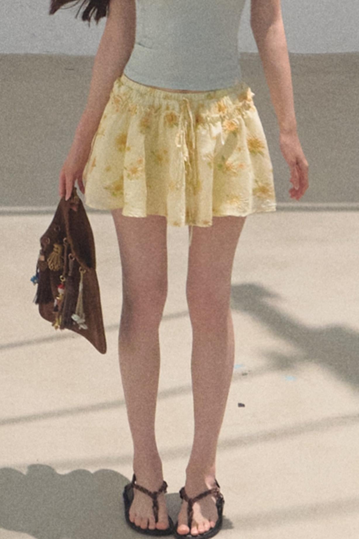 Embroidered Puffy A-Line Skirt