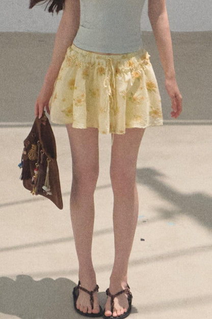 Embroidered Puffy A-Line Skirt