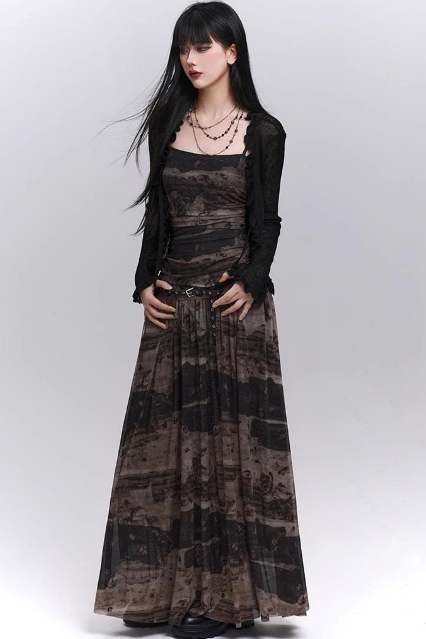 Summer Black And Brown Halter Dress