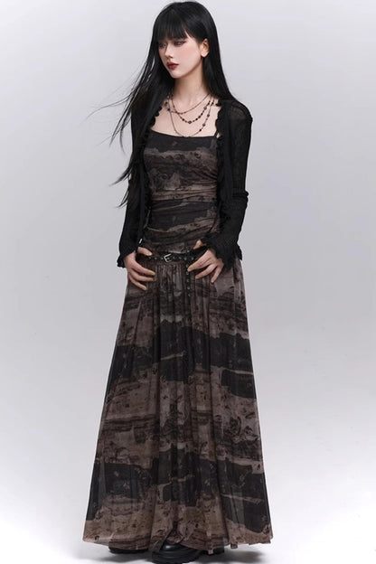 Summer Black And Brown Halter Dress