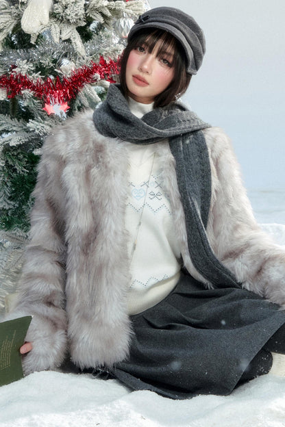 Vintage Wool Blend Knitted Scarf