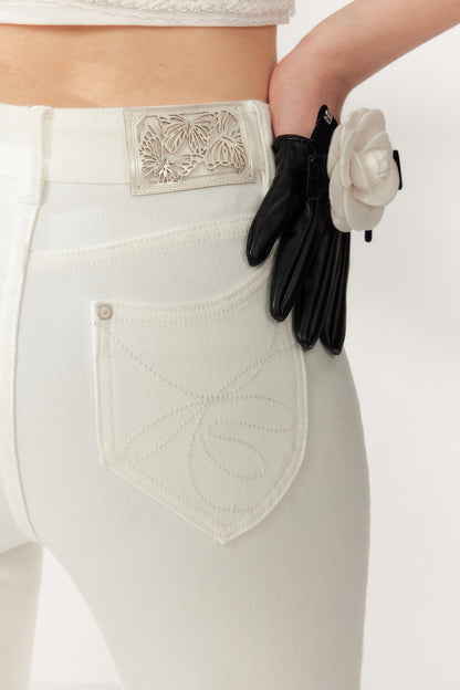 High-Waisted White Supermodel Pants