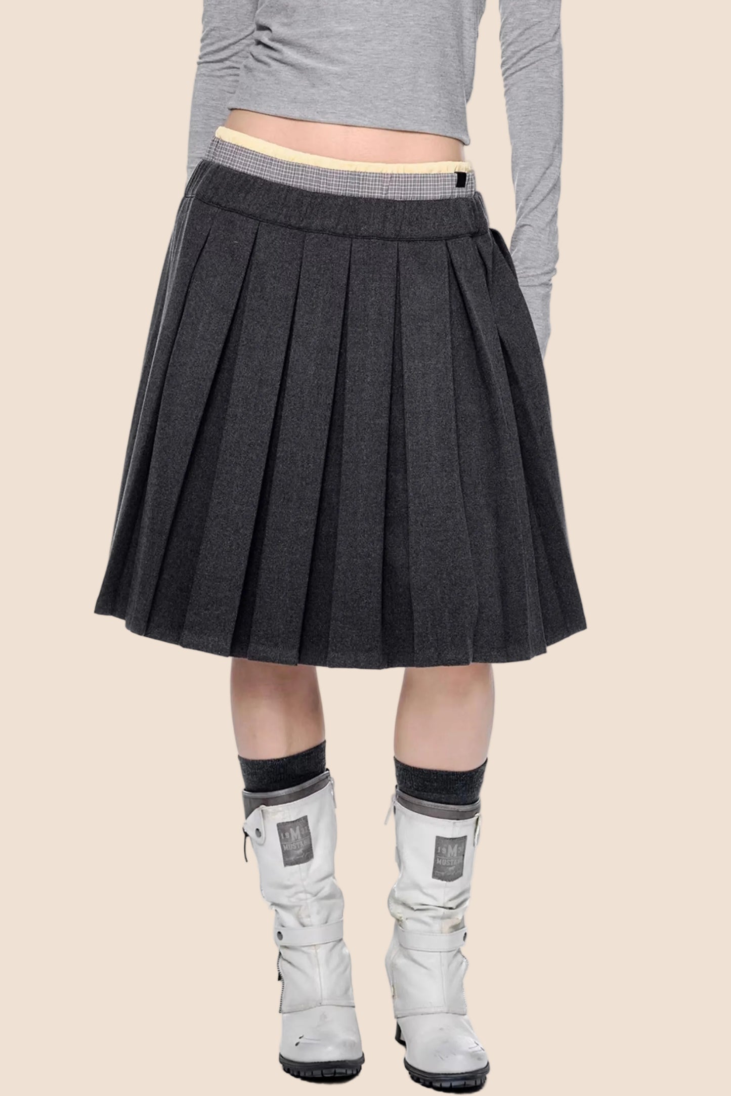 Plaid Patchwork Wool Skirt