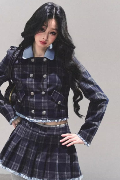 Proust Blue Plaid Suit Set-Up