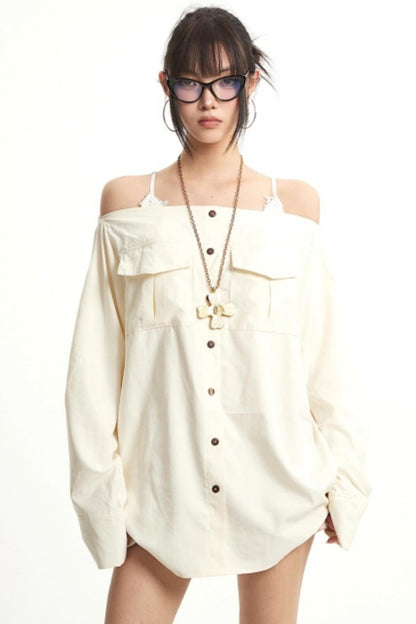 Retro Lazy Style One-Shoulder Top