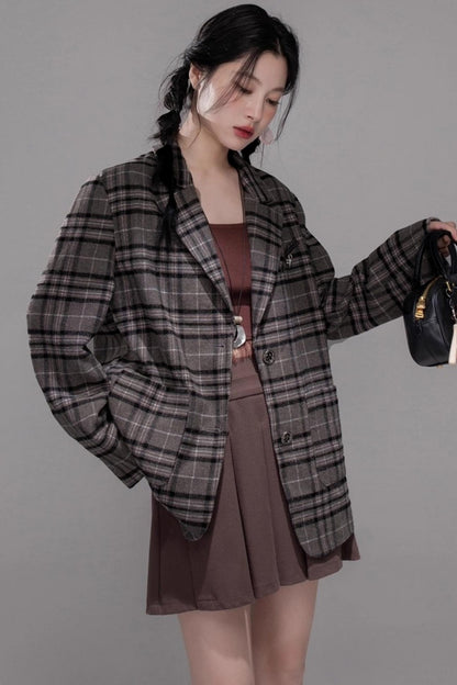Gray Patchwork Tweed Jacket