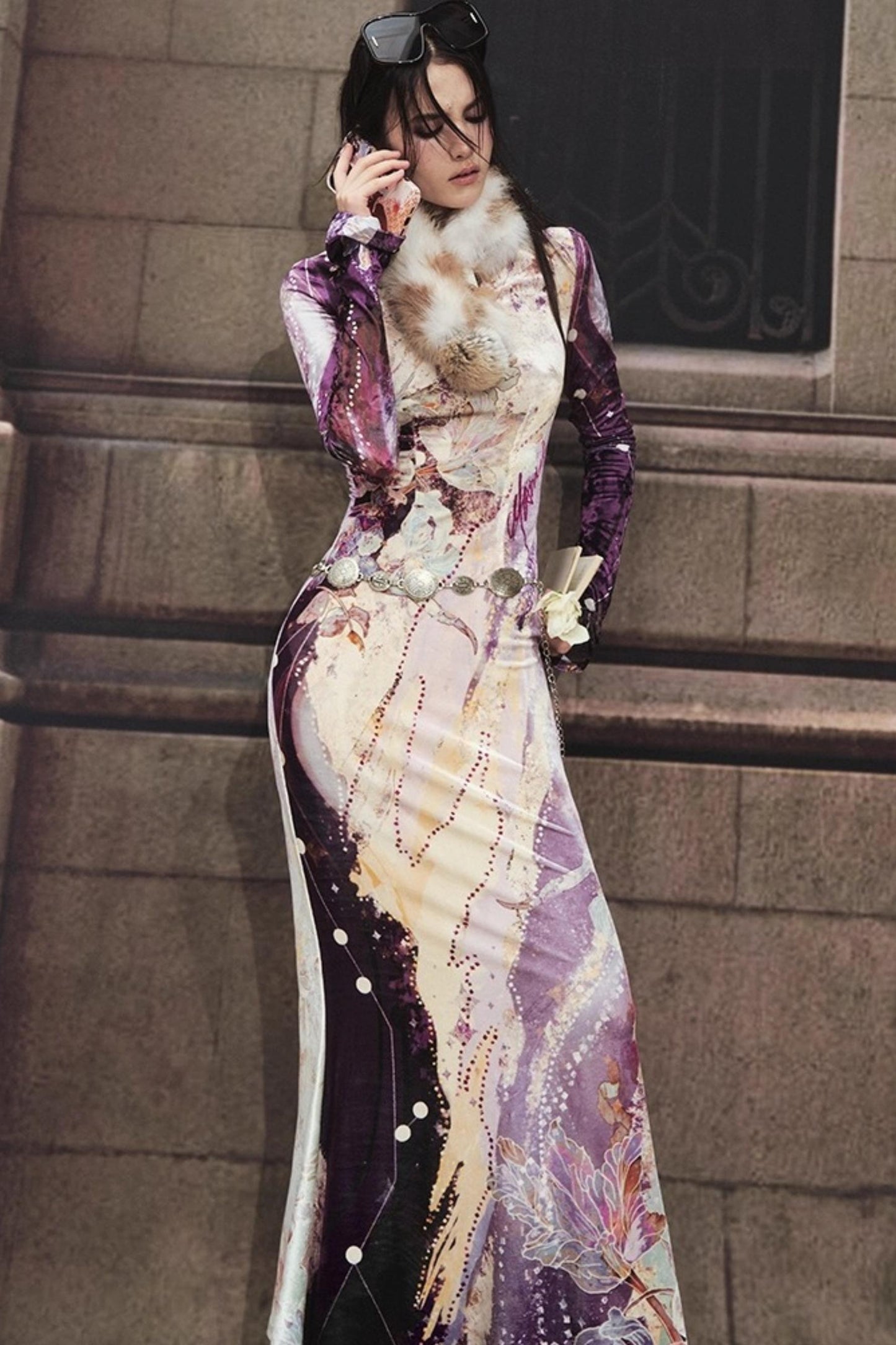 Velvet V-Neck Mermaid Dress