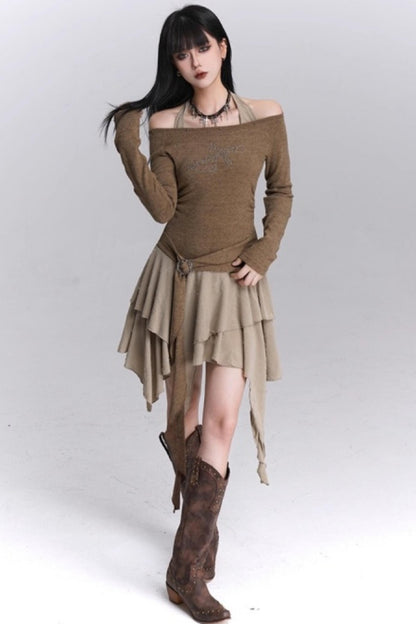 Halter Neck Off-Shoulder Dress