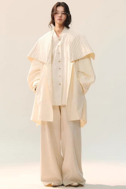 컬러 블록 더블 칼라 블라우스