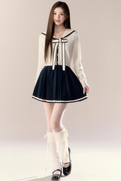 Navy Knitted Suit Set-Up