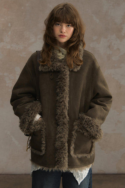 Winter Lamb Fur Deer Skin Jacket