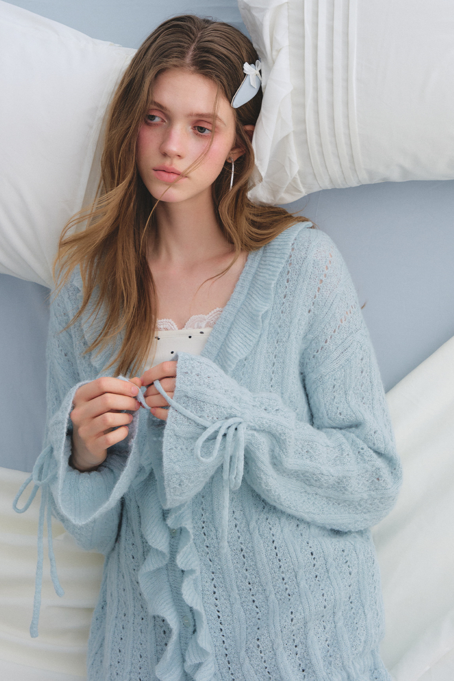 Wool Mohair Ruffled Cardigan