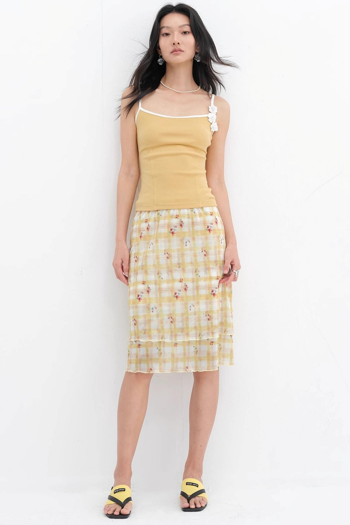 Vibrant Floral Mesh Skirt