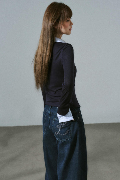 Fake Two Piece Wool Top