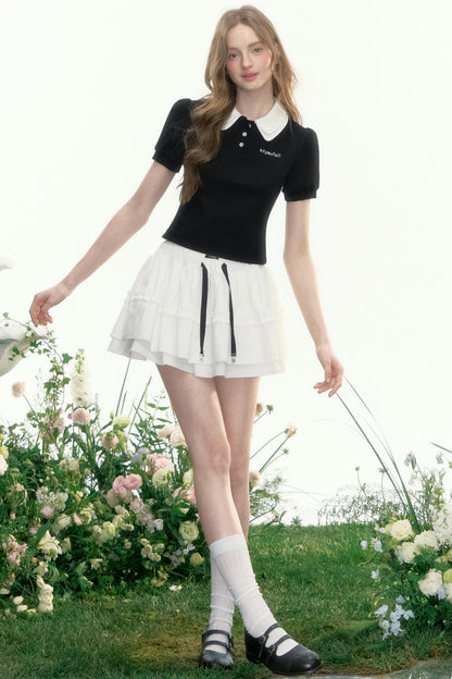 Slim Waist Cropped Polo Shirt