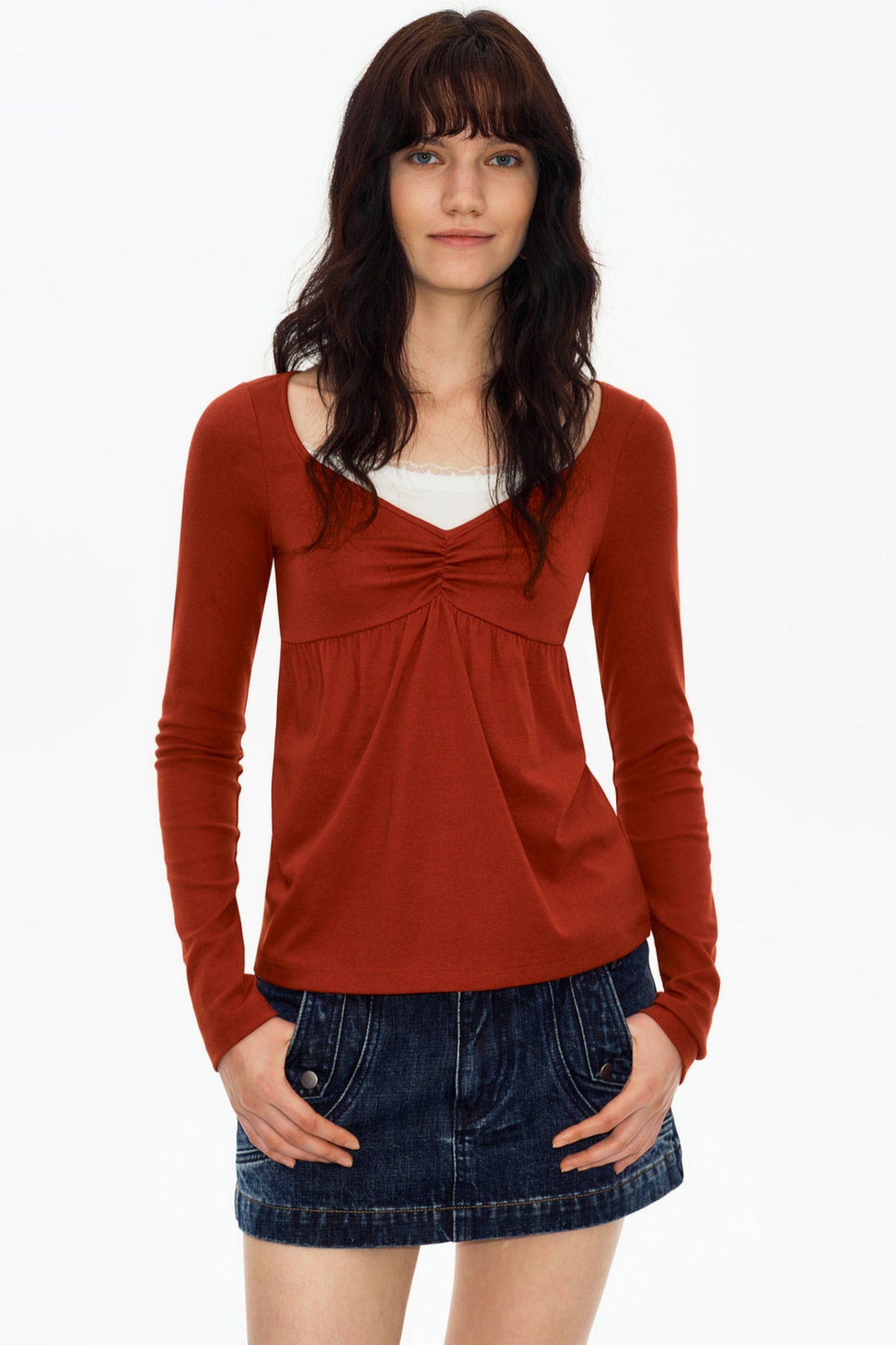 Lace Butterfly Collar Knit Top